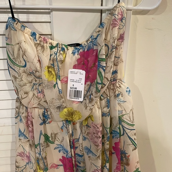 Womens New Forever 21 Hi-Low Strapless Tube Floral Chiffon Dress - Picture 2 of 6